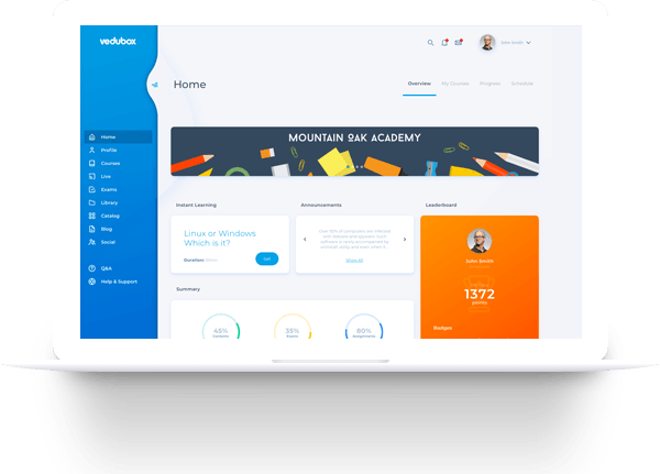 vedubox e learning menagement system flat